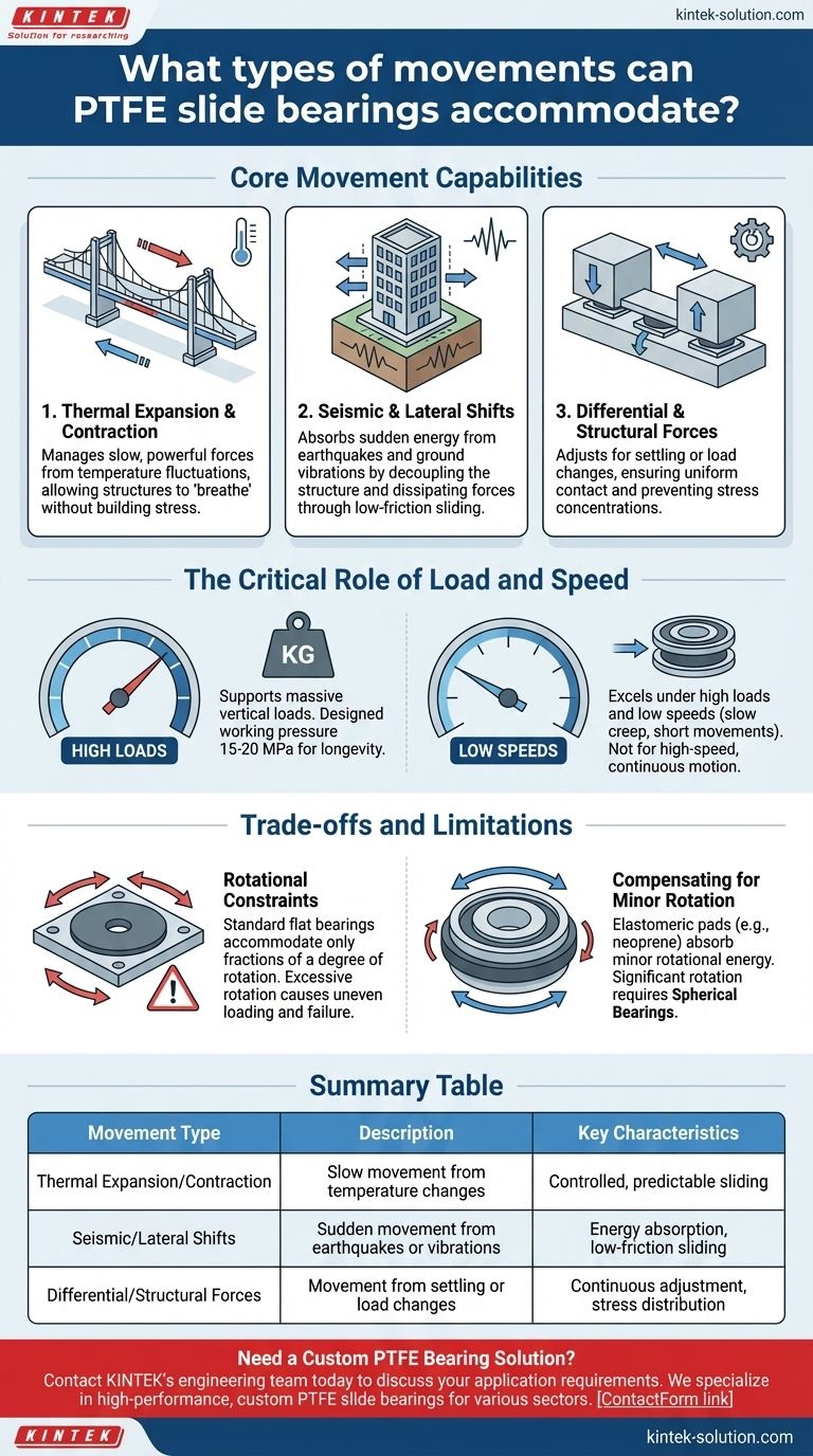 PTFE 슬라이딩 베어링이 수용할 수 있는 움직임의 유형은 무엇인가요? 열, 지진 및 구조적 변위 처리 시각적 가이드