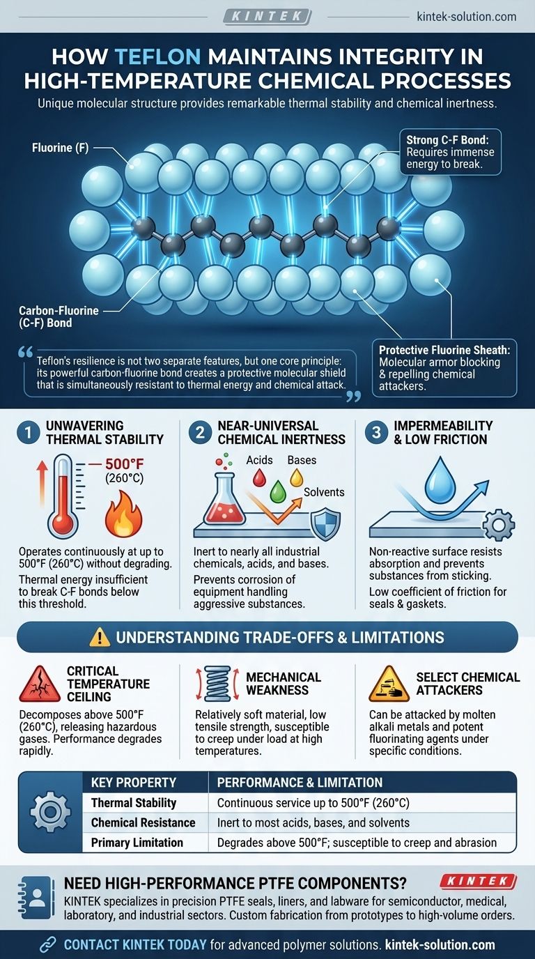 Come fa il Teflon a mantenere l'integrità nei processi chimici ad alta temperatura? Scopri la sua armatura molecolare Guida Visiva