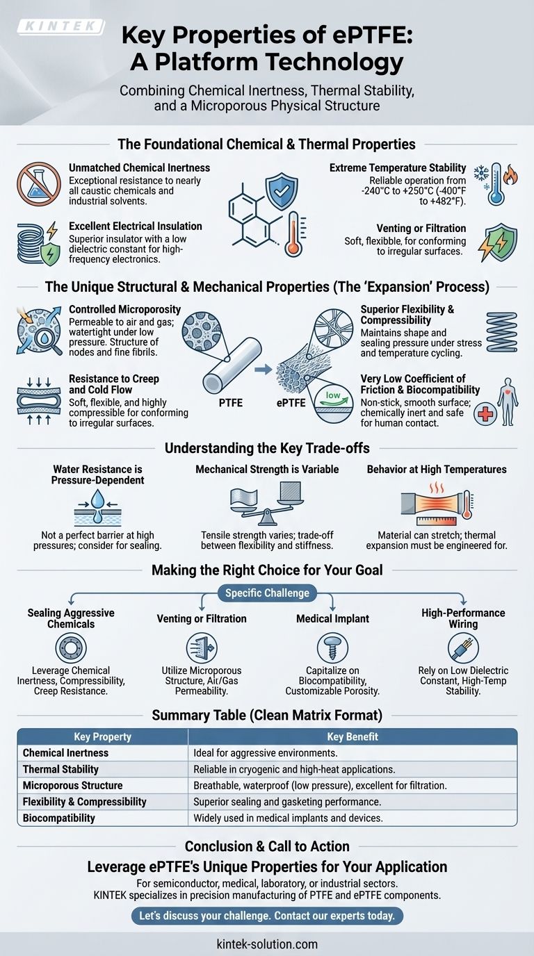 Quali sono le proprietà chiave dell'ePTFE? Sblocca soluzioni superiori per la tenuta, la filtrazione e il settore medico Guida Visiva