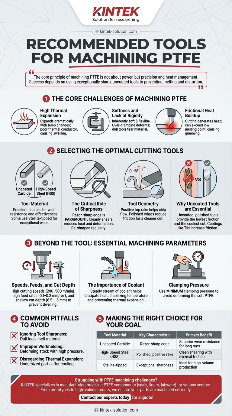 Quais ferramentas são recomendadas para usinar PTFE? Obtenha cortes de precisão com ferramentas afiadas e sem revestimento Guia Visual