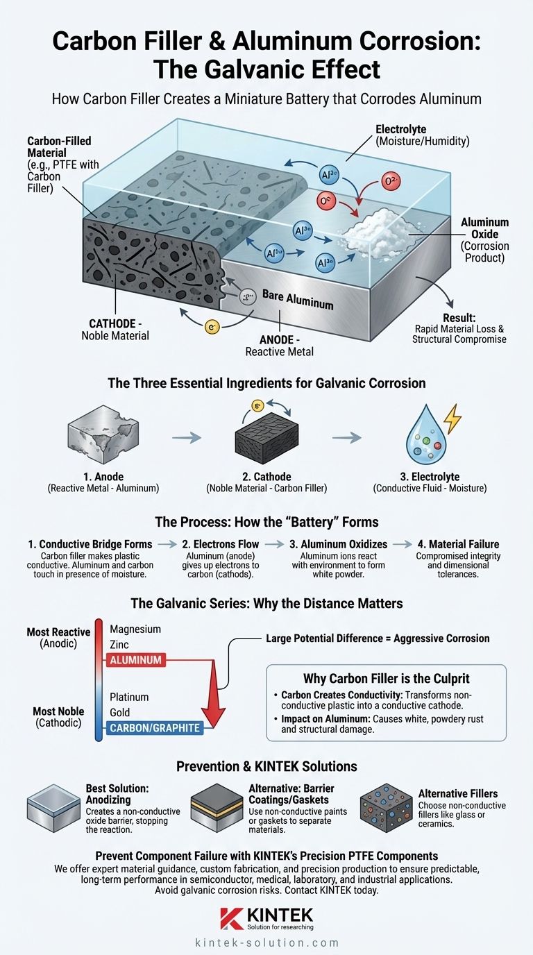 كيف يسبب حشو الكربون التآكل عند دمجه مع الألومنيوم؟ فهم مخاطر التآكل الجلفاني دليل مرئي