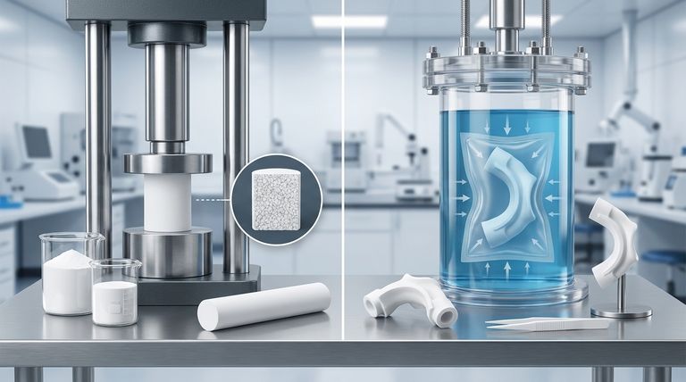 Quais são as diferenças entre a moldagem isostática e a moldagem por compressão para PTFE? Escolha o Método Certo para o Seu Componente