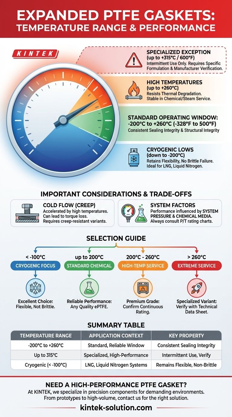 Quale intervallo di temperatura possono sopportare le guarnizioni in PTFE espanso? Da criogenico -200°C ad alta temperatura 260°C Guida Visiva