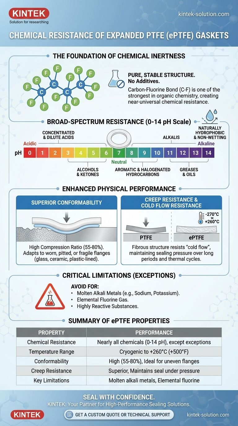 Quali proprietà di resistenza chimica hanno le guarnizioni in PTFE espanso? Ottenere una tenuta universale per prodotti chimici aggressivi Guida Visiva
