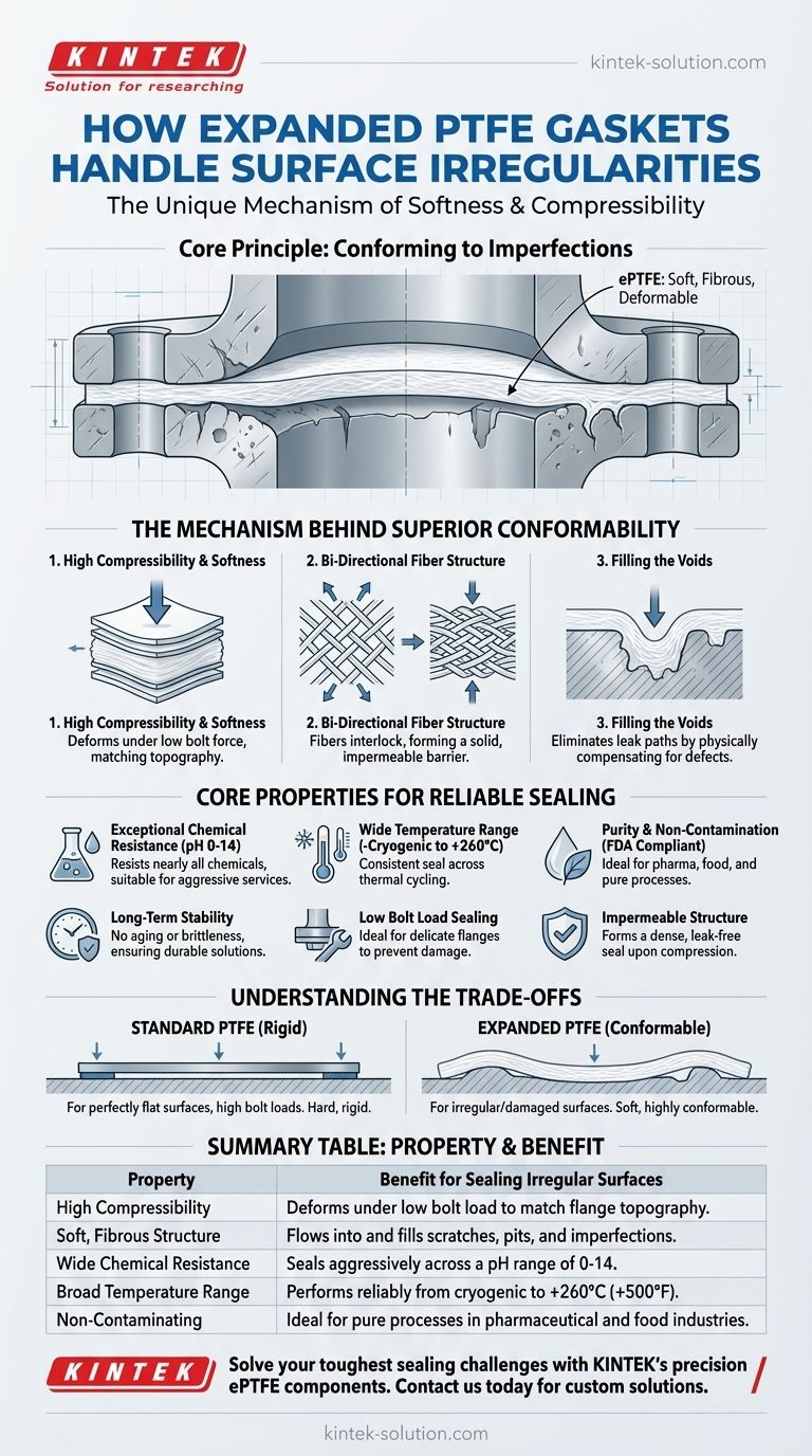 Como as gaxetas de PTFE expandido lidam com irregularidades de superfície? Consiga uma Vedação Perfeita em Flanges Imperfeitos Guia Visual