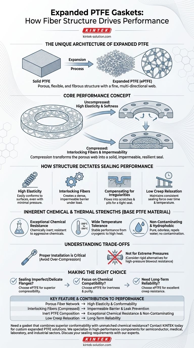 Comment la structure fibreuse du PTFE expansé contribue-t-elle à ses performances ? Obtenez une étanchéité supérieure grâce au PTFE expansé conçu par ingénierie. Guide Visuel