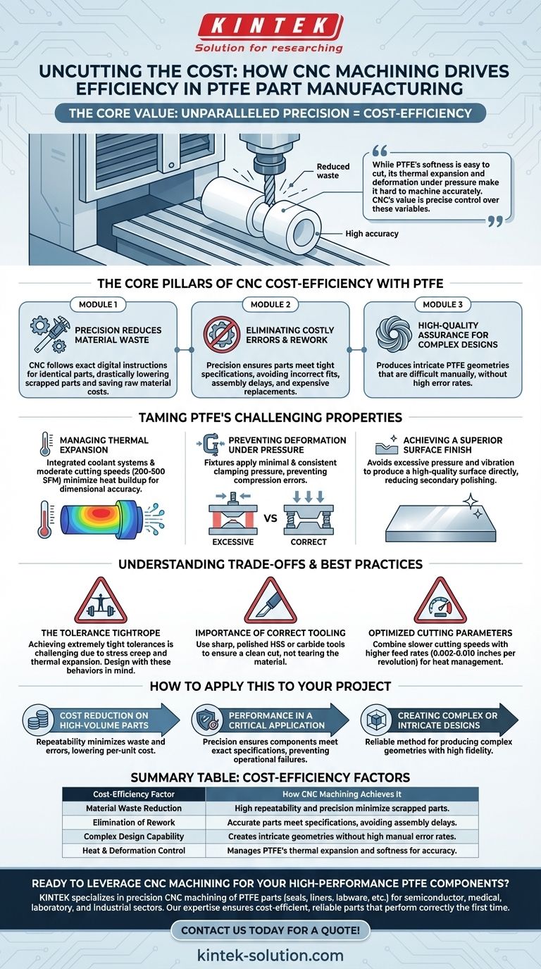 In che modo la lavorazione CNC contribuisce all'efficienza dei costi nella produzione di componenti in PTFE? Ottenere precisione e ridurre gli sprechi Guida Visiva