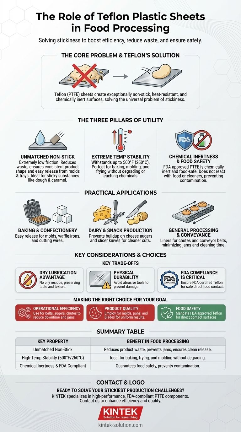 Qual è il ruolo dei fogli di plastica Teflon nella lavorazione alimentare? Risolvere l'adesività e aumentare l'efficienza Guida Visiva