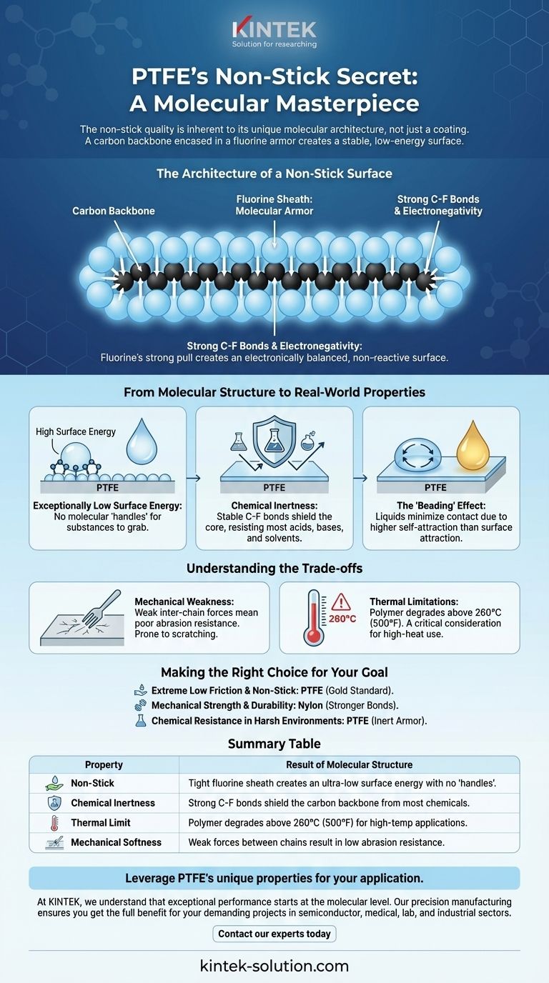 How does PTFE's molecular structure contribute to its non-stick properties? The Science Behind Its Slick Surface Visual Guide