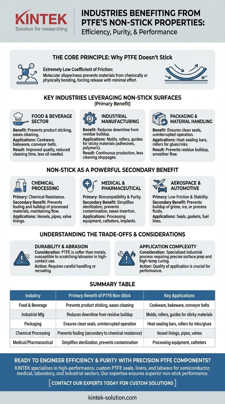 ما هي الصناعات التي تستفيد من خصائص عدم الالتصاق لـ PTFE؟ عزز الكفاءة والنقاء دليل مرئي