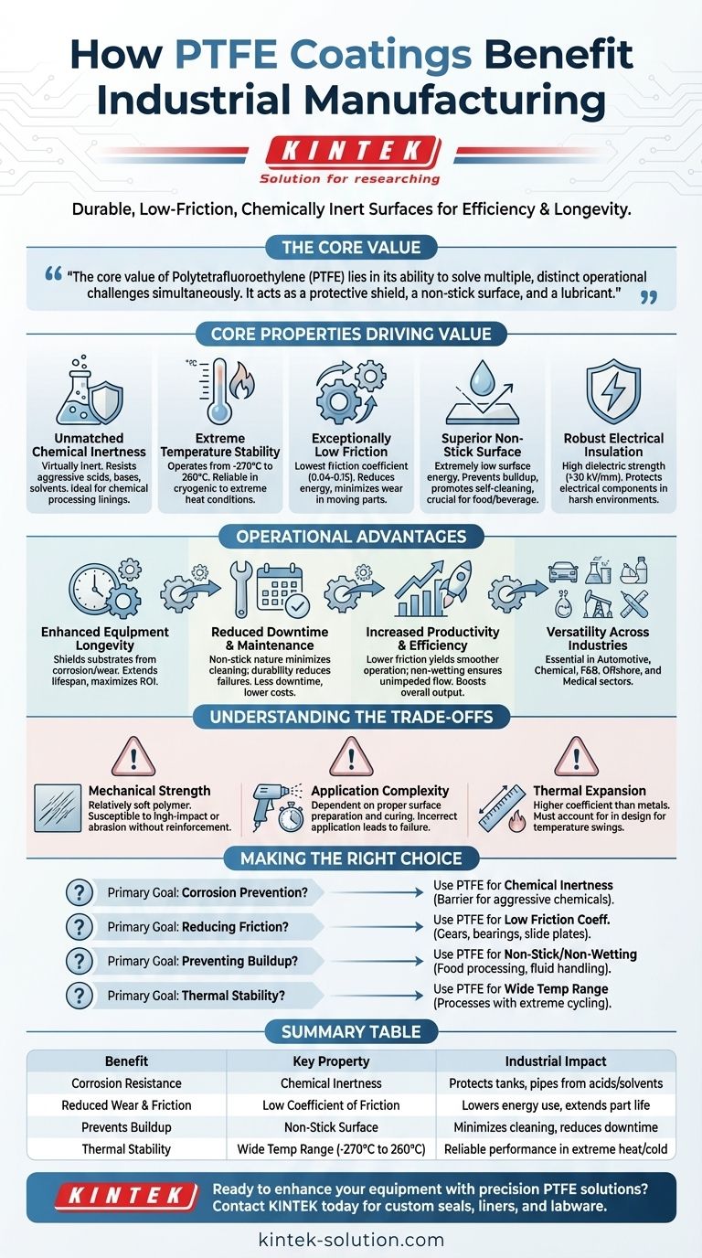 Como os revestimentos de PTFE beneficiam a fabricação industrial? Aumente a Vida Útil e a Eficiência do Equipamento Guia Visual