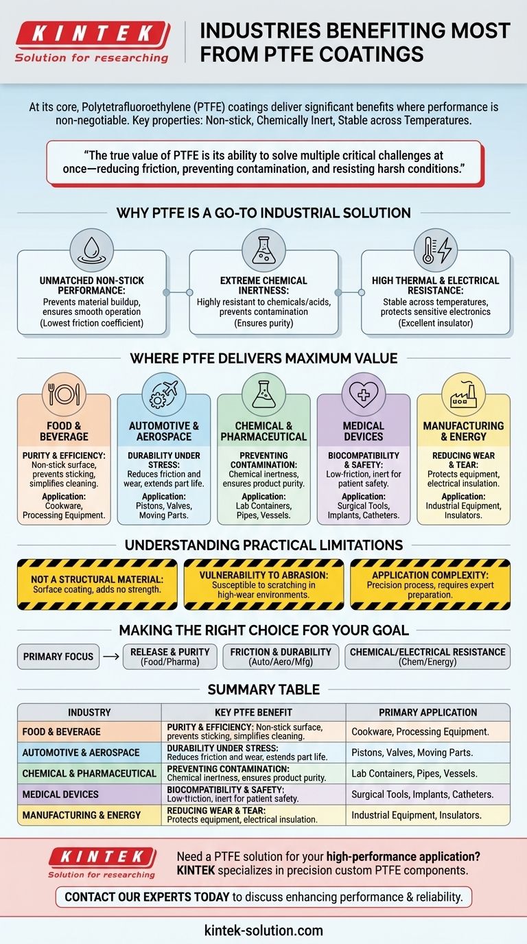 Quali settori beneficiano maggiormente dei rivestimenti in PTFE? Sblocca prestazioni superiori in ambienti esigenti Guida Visiva