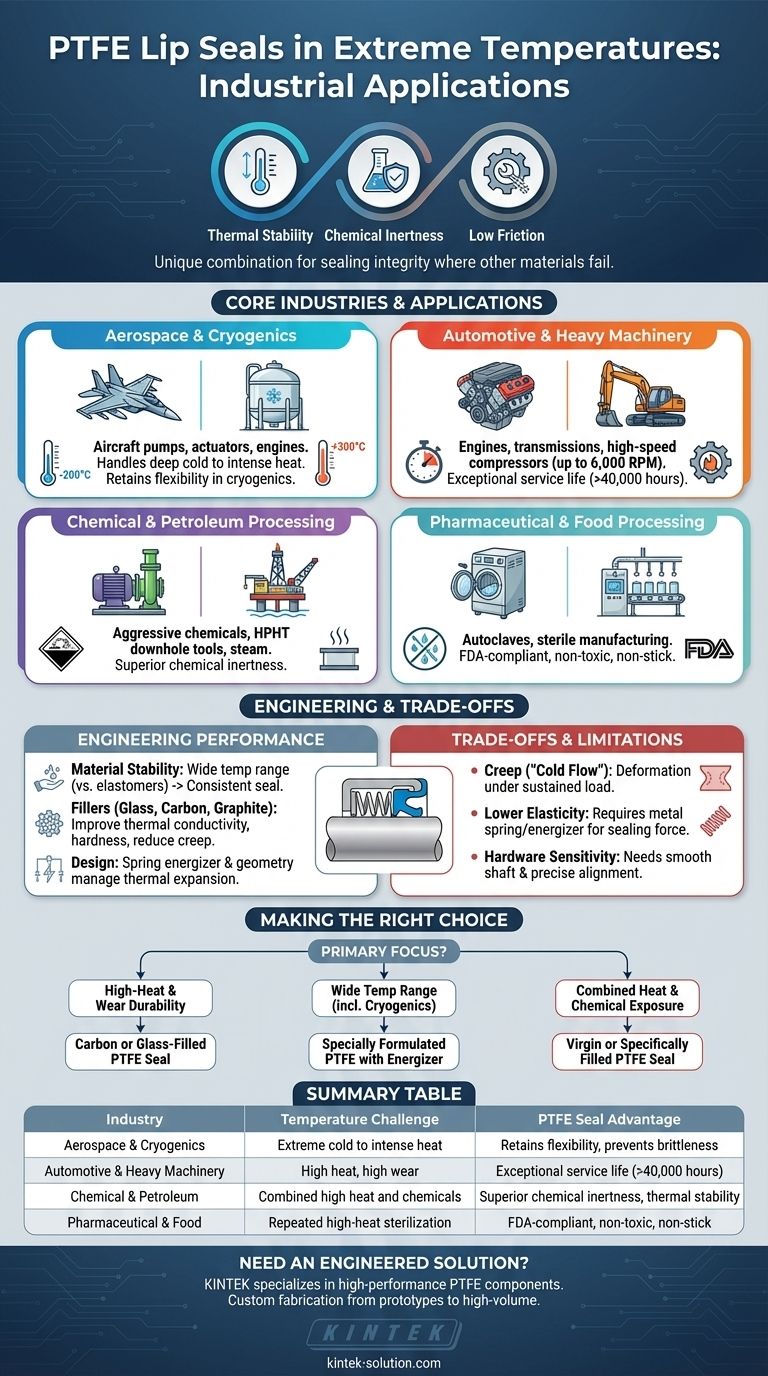 聚四氟乙烯（PTFE）唇形密封圈在极端温度下的工业应用有哪些？确保从深冷到高温的可靠性 图解指南