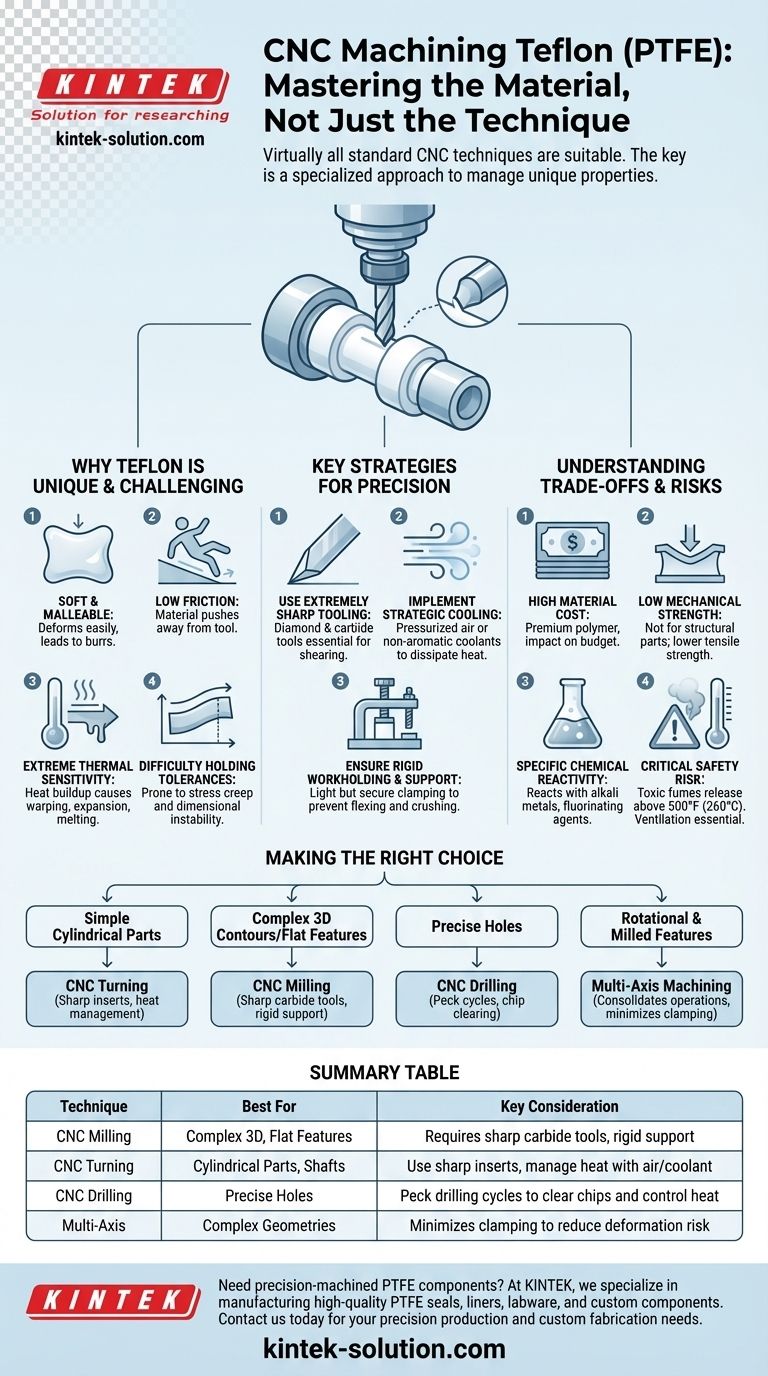 Quali tecniche di lavorazione CNC sono adatte al Teflon (PTFE)? Precisione magistrale con metodi specializzati Guida Visiva