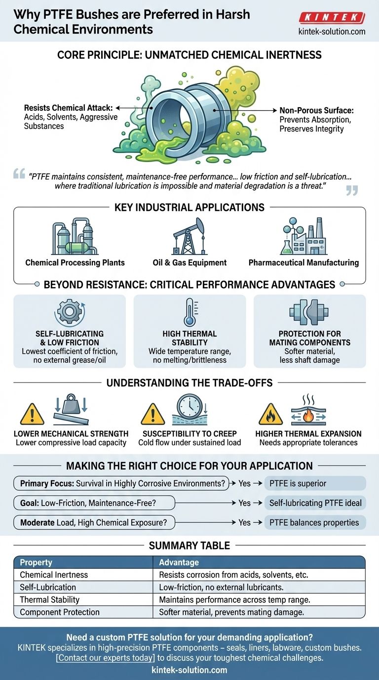 가혹한 화학 환경에서 PTFE 부싱이 선호되는 이유는 무엇입니까? 타의 추종을 불허하는 신뢰성과 낮은 마찰력을 보장합니다. 시각적 가이드