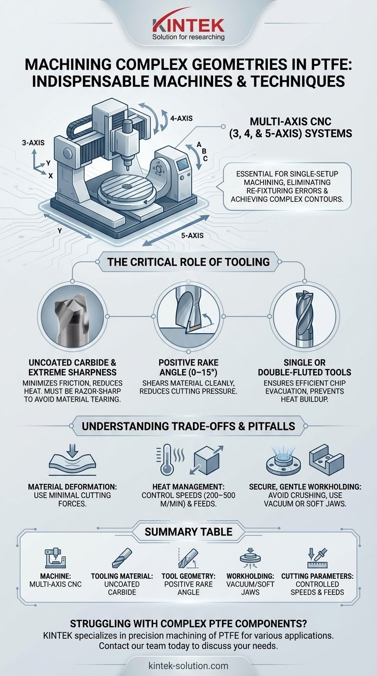 ما هو نوع الآلات التي لا غنى عنها لتشغيل الأشكال الهندسية المعقدة في مادة PTFE؟ أنظمة CNC متعددة المحاور الأساسية دليل مرئي