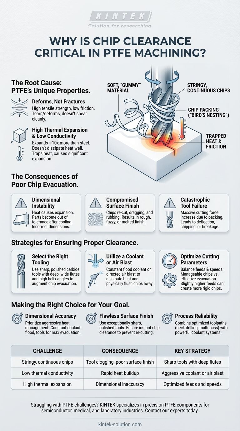 Por que a evacuação de cavacos é importante na usinagem de PTFE? Evitar o entupimento e garantir a precisão Guia Visual