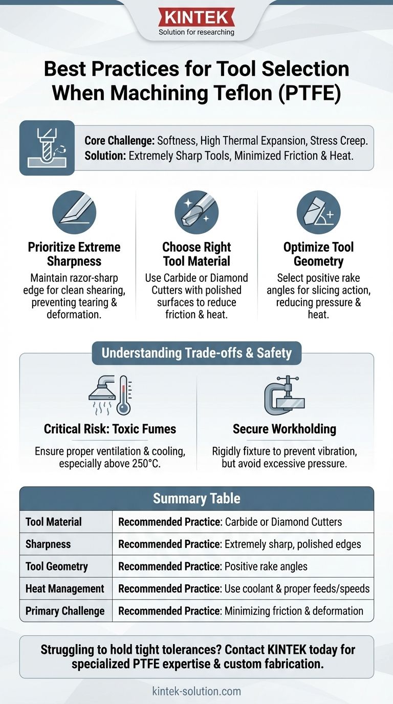 Quais são as melhores práticas para a seleção de ferramentas ao usinar Teflon? Alcance a precisão com as ferramentas certas Guia Visual