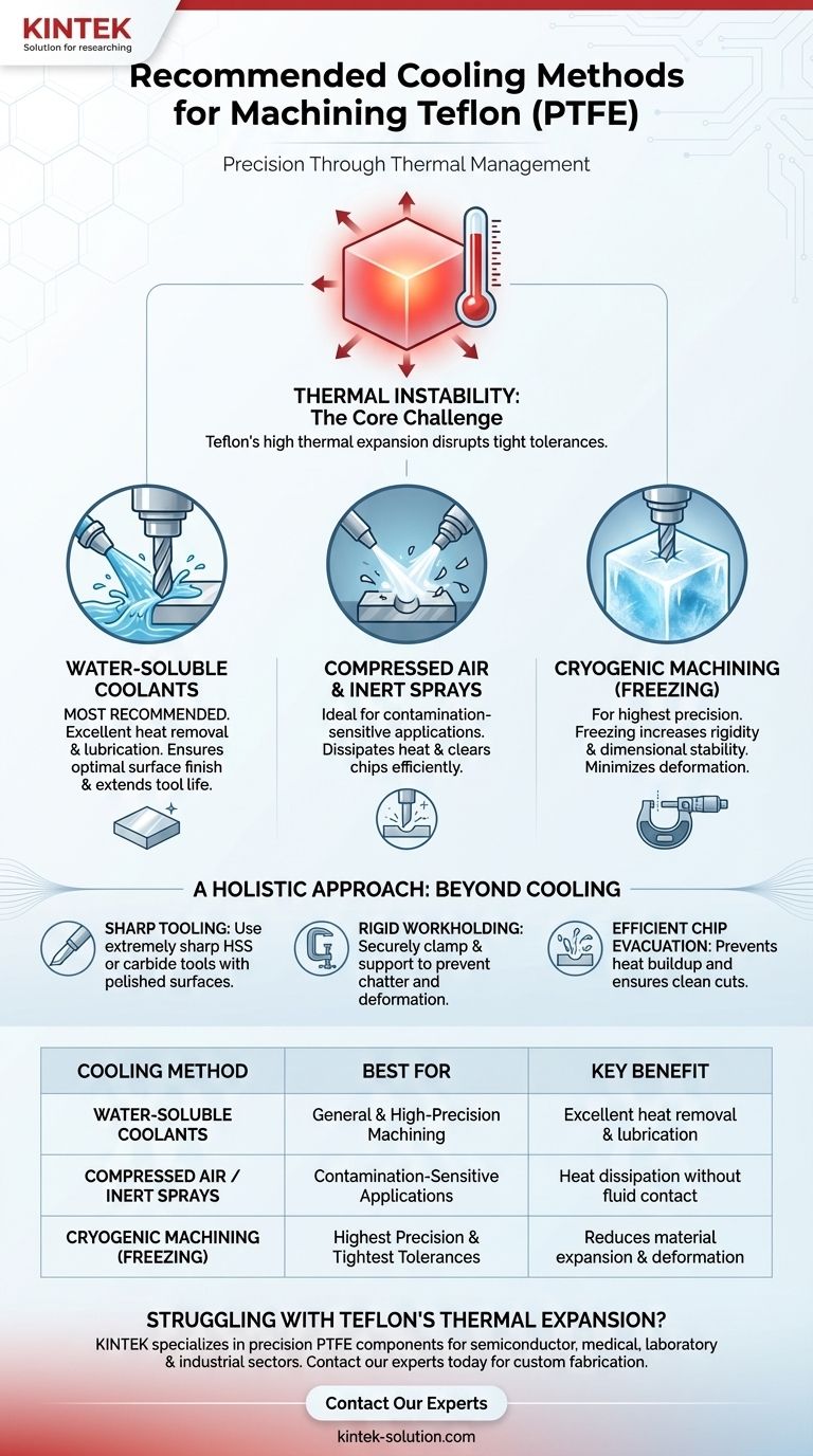 Quais métodos de refrigeração são recomendados para usinar Teflon? Alcance tolerâncias apertadas com refrigeração de precisão Guia Visual