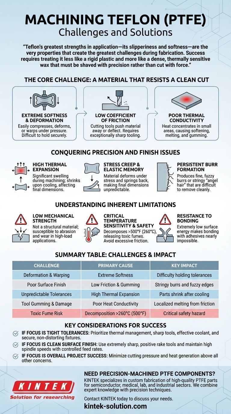 Quali sono le sfide principali nella lavorazione del Teflon (PTFE)? Superare i problemi di morbidezza, calore e precisione Guida Visiva