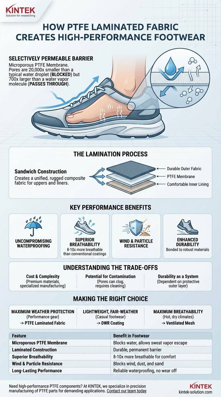 Comment le tissu laminé PTFE est-il utilisé dans les matériaux de chaussures ? Créer des chaussures imperméables et respirantes Guide Visuel