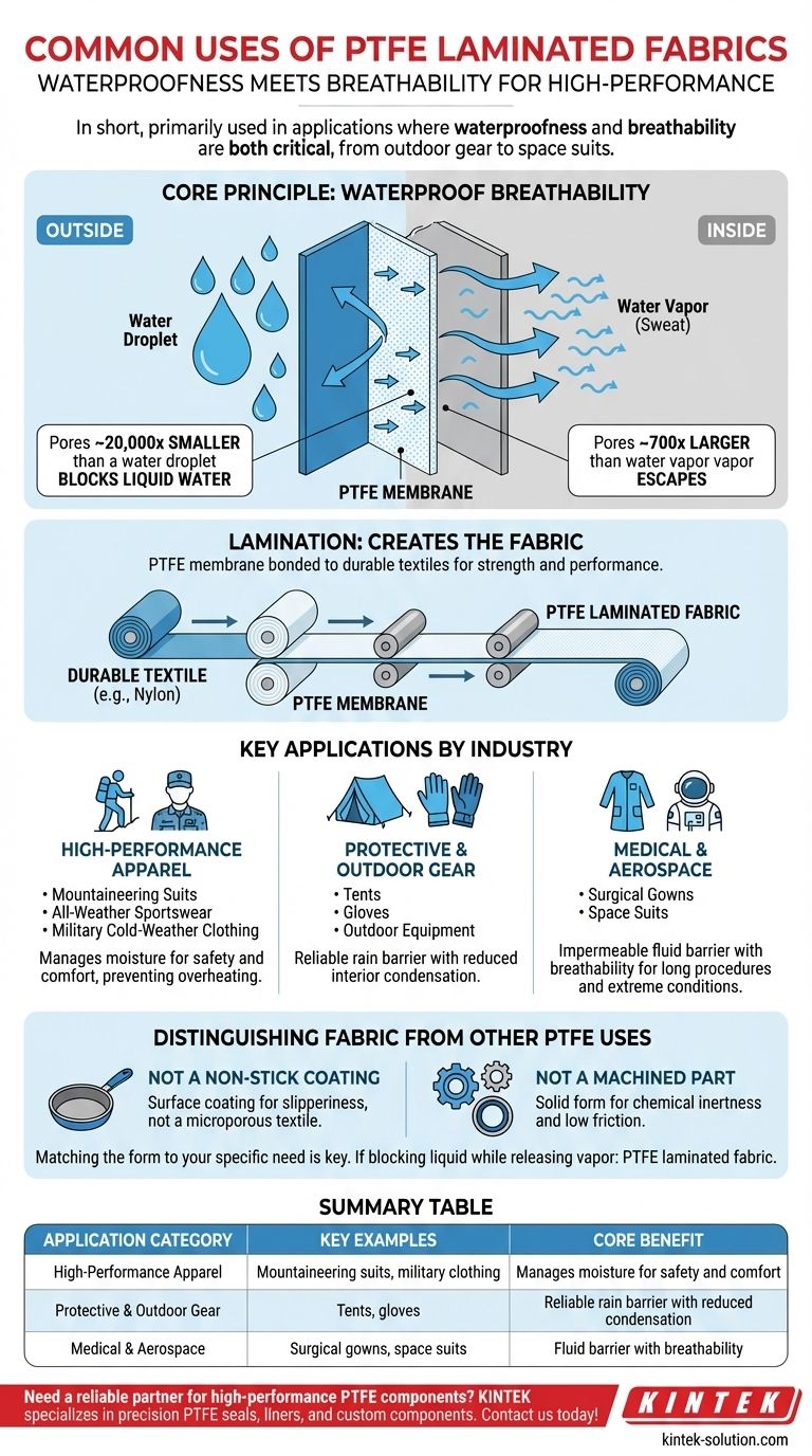 Каково общее применение тканей с ламинацией из ПТФЭ? Важно для водонепроницаемой, дышащей высокоэффективной экипировки Визуальное руководство