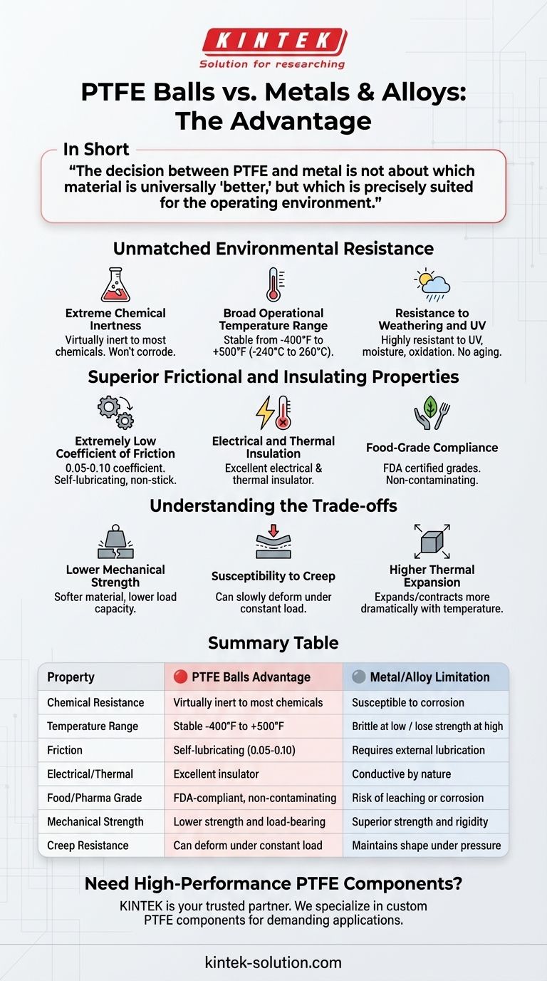 PTFE 볼이 금속이나 합금보다 갖는 장점은 무엇인가요? 뛰어난 내화학성 및 내마찰성 시각적 가이드