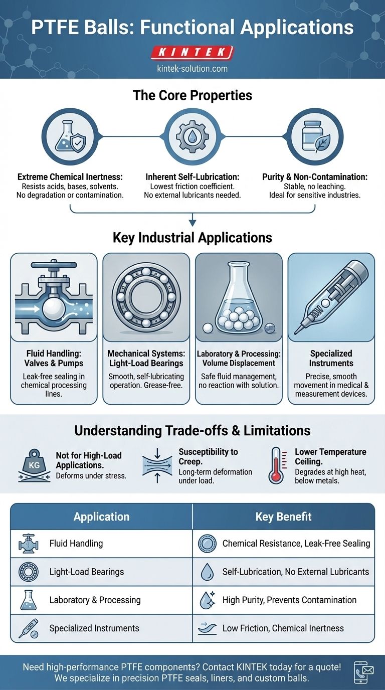 Em que aplicações as esferas de PTFE são altamente funcionais? Ideal para sistemas corrosivos e autolubrificantes Guia Visual