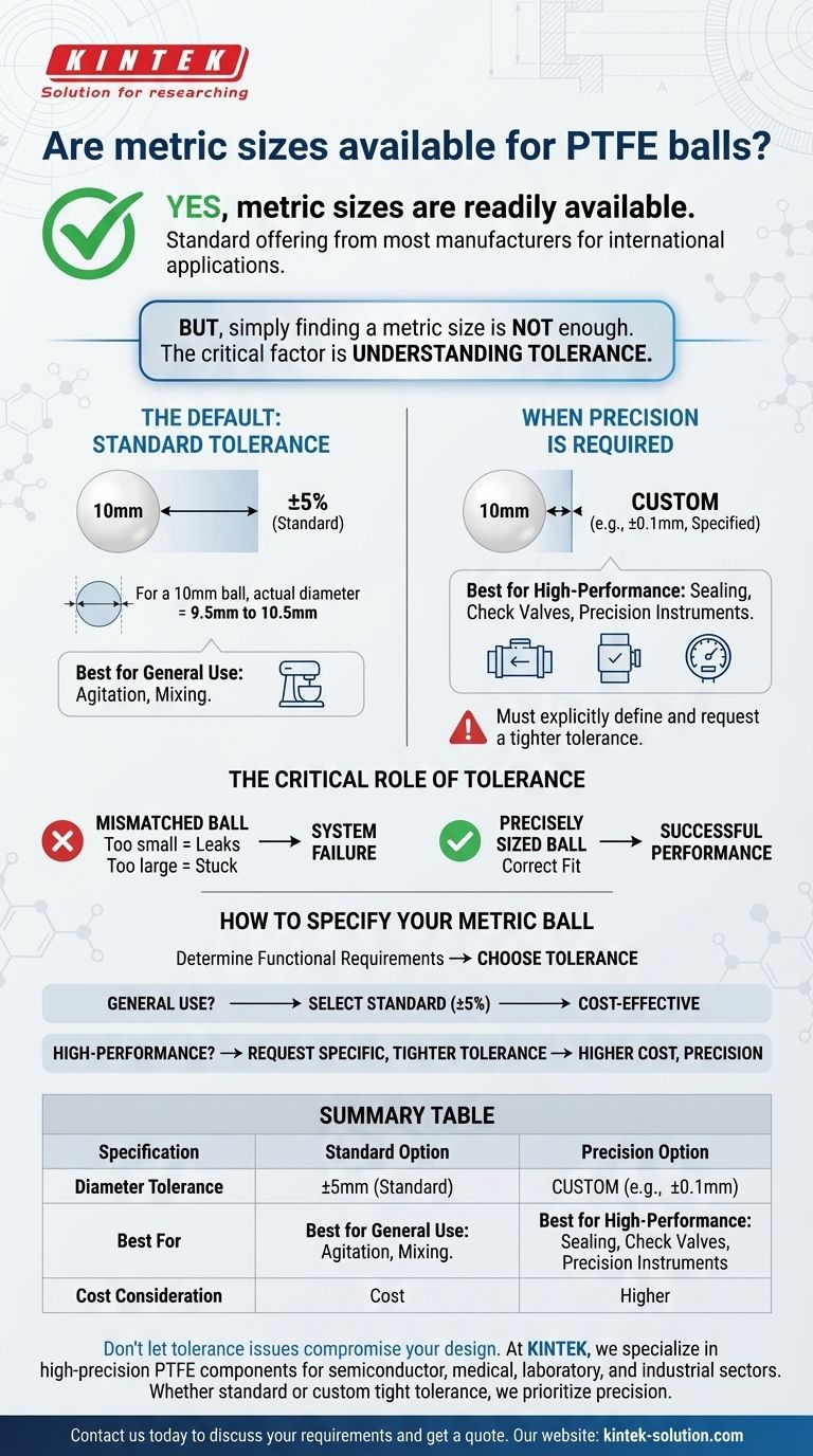 ¿Existen tamaños métricos para las bolas de PTFE? Asegurando la precisión con la tolerancia adecuada Guía Visual