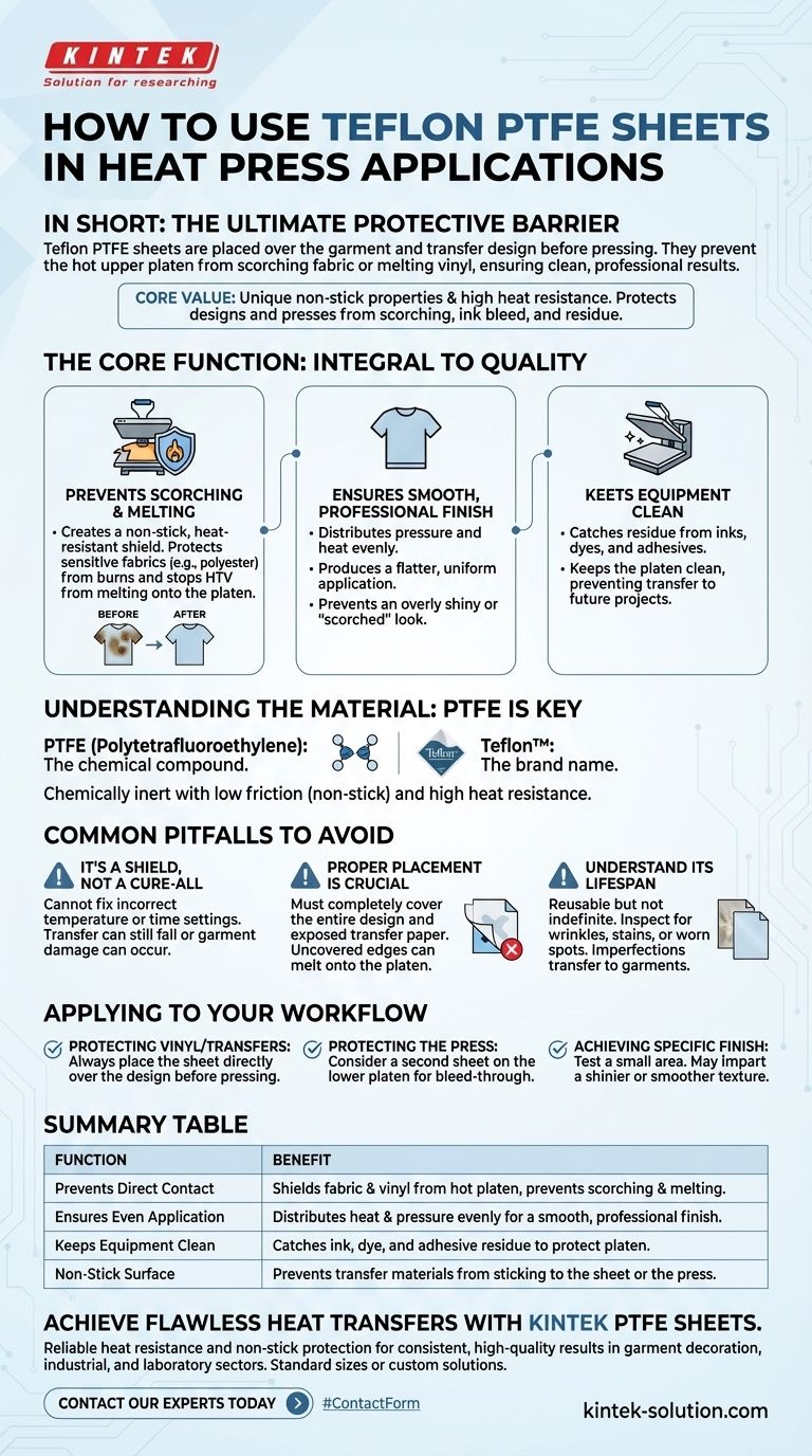 Como as chapas de Teflon PTFE podem ser usadas em aplicações de prensa térmica? Proteja seus Designs e Equipamentos Guia Visual
