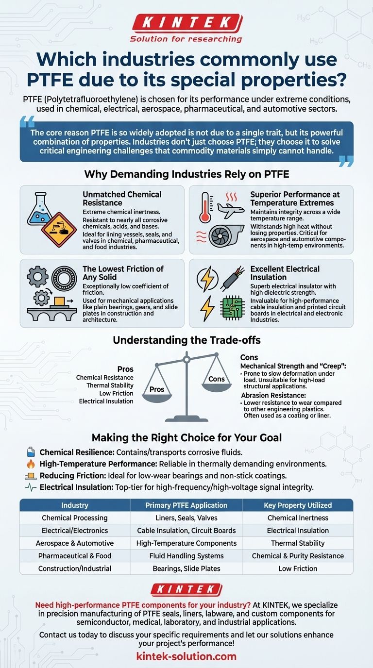 Quali settori utilizzano comunemente il PTFE grazie alle sue proprietà speciali? Risolvere sfide ingegneristiche critiche Guida Visiva