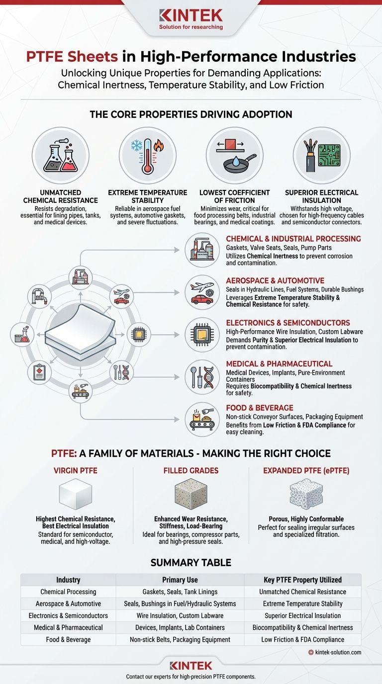 PTFEシートは一般的にどのような産業で、どのような目的で使用されていますか？高性能PTFEの力を解き放つ ビジュアルガイド