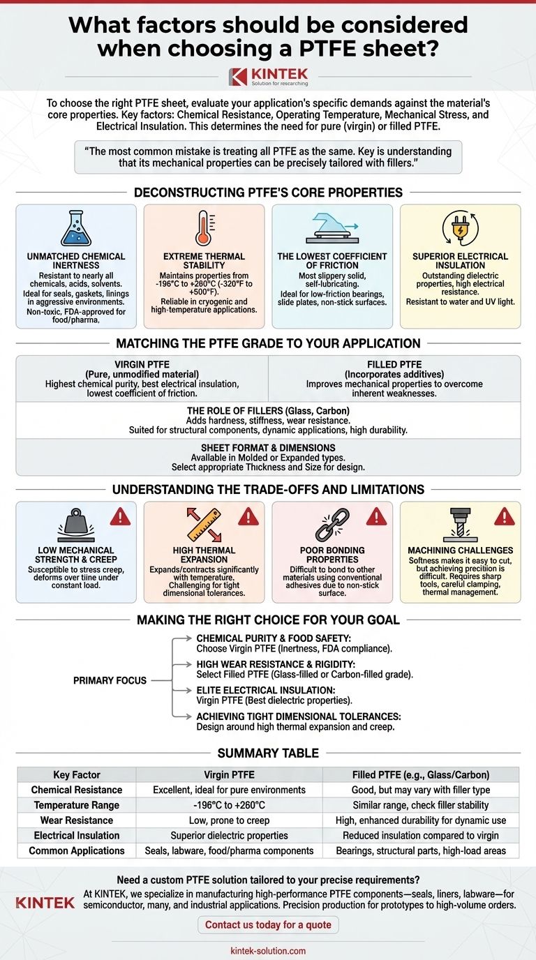 ¿Qué factores deben considerarse al elegir una lámina de PTFE? Seleccione el grado adecuado para su aplicación Guía Visual