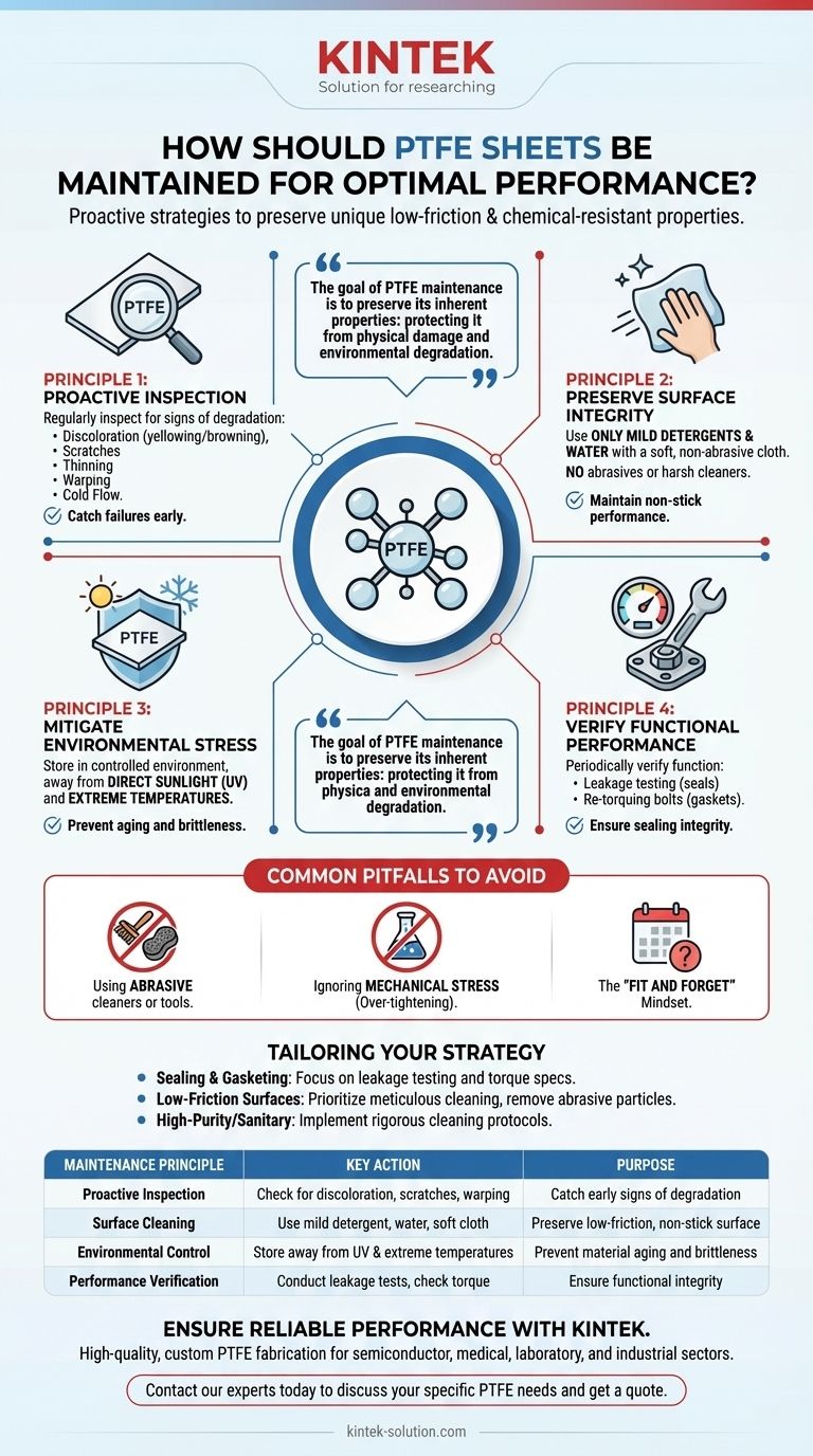 Come devono essere mantenuti i fogli di PTFE per prestazioni ottimali? Strategie proattive per la longevità Guida Visiva
