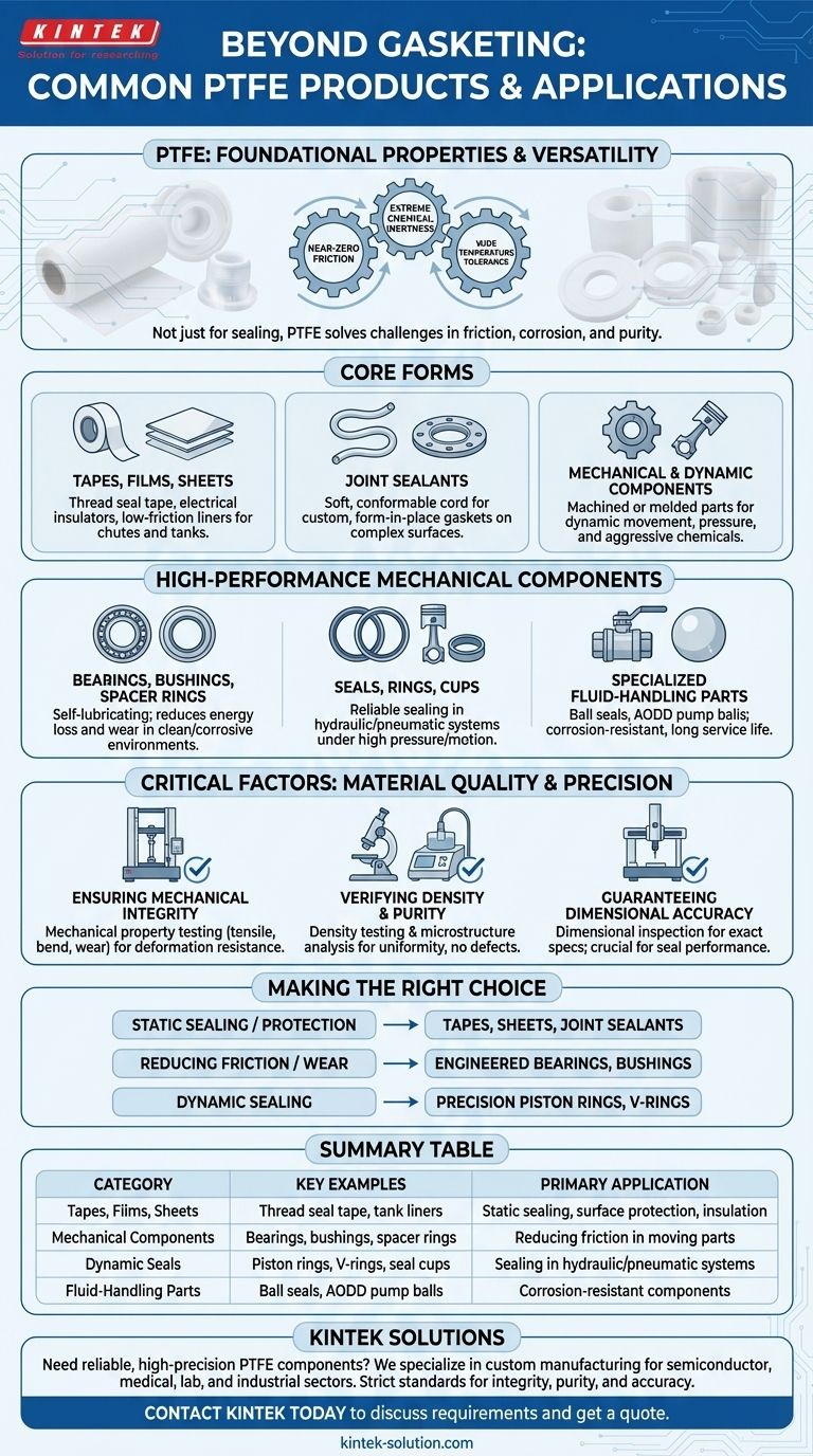 Quais são alguns produtos comuns de PTFE além dos materiais de vedação? Descubra Componentes de Alto Desempenho Guia Visual