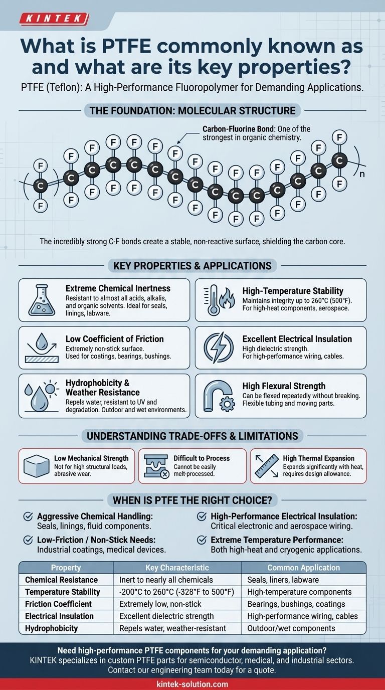 Qual é o nome comum do PTFE e quais são suas principais propriedades? Desbloqueie o Poder do Teflon™ Guia Visual