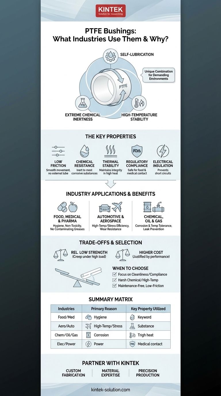 PTFE 부싱은 어떤 산업에서 일반적으로 사용되며 그 이유는 무엇입니까? 중요한 엔지니어링 과제 해결 시각적 가이드
