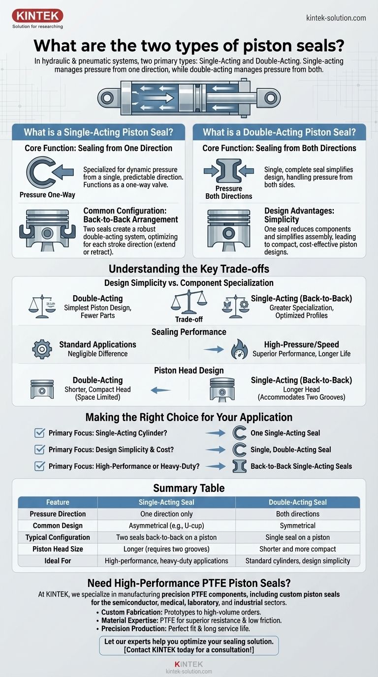 Какие существуют два типа уплотнений поршня? Объяснение работы односторонних и двусторонних уплотнений Визуальное руководство