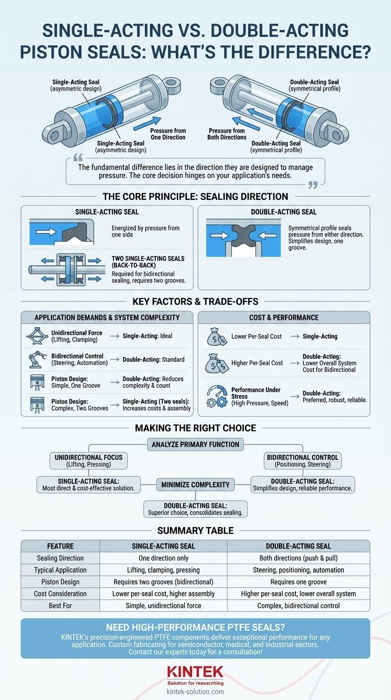 Quelle est la différence entre les joints de piston à simple effet et à double effet ? Choisissez le bon joint pour votre système hydraulique Guide Visuel