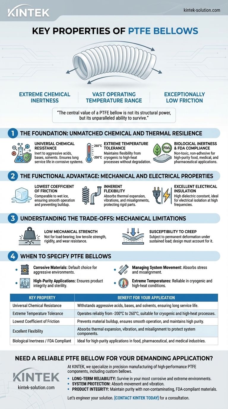 Каковы ключевые свойства сильфонов из ПТФЭ? Обеспечьте непревзойденную химическую и термическую стойкость Визуальное руководство