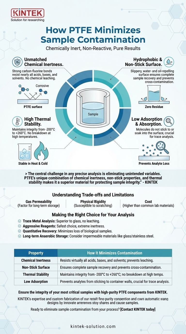How does PTFE minimize sample contamination? Ensure Unmatched Purity for Critical Analyses Visual Guide