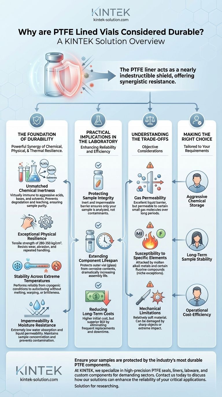 Por que os frascos com revestimento de PTFE são considerados duráveis? Resistência Química e Térmica Superior para Desempenho Confiável Guia Visual