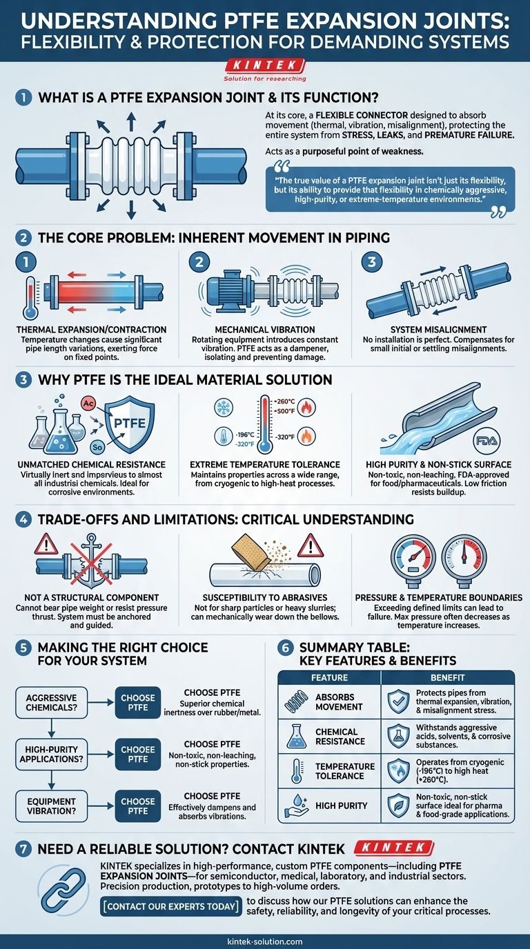 Cosa sono i giunti di dilatazione in PTFE e qual è la loro funzione principale? Proteggi il tuo sistema di tubazioni da stress e cedimenti Guida Visiva