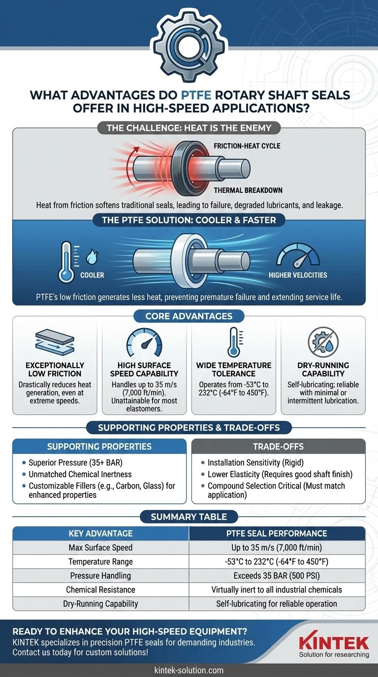 Quali vantaggi offrono le tenute per alberi rotanti in PTFE nelle applicazioni ad alta velocità? Sblocca velocità e affidabilità superiori Guida Visiva