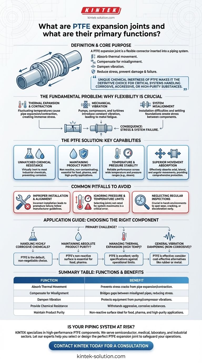 Cosa sono i giunti di dilatazione in PTFE e quali sono le loro funzioni principali? Proteggi il tuo sistema di tubazioni da movimenti e corrosione Guida Visiva