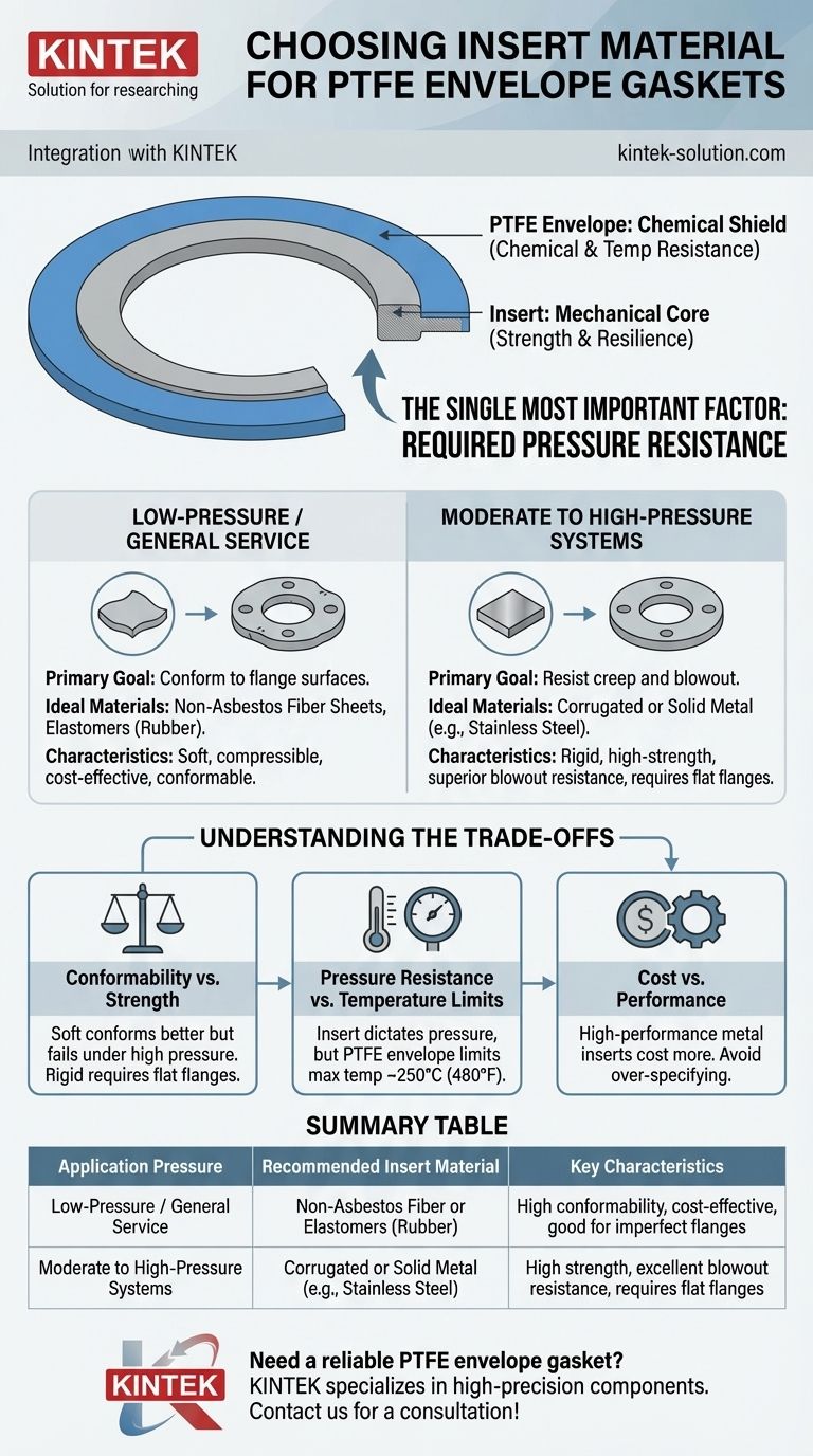 ¿Qué factores determinan la elección del material del inserto para las juntas de envolvente de PTFE? Seleccione el núcleo adecuado para la presión y el rendimiento Guía Visual