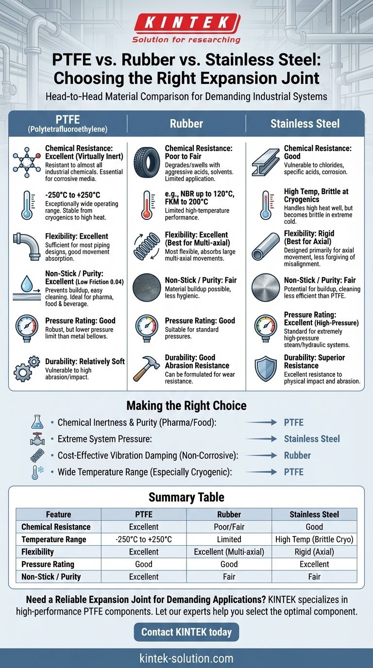 Como as juntas de expansão de PTFE se comparam a outros materiais? Alcance Desempenho Superior em Ambientes Hostis Guia Visual