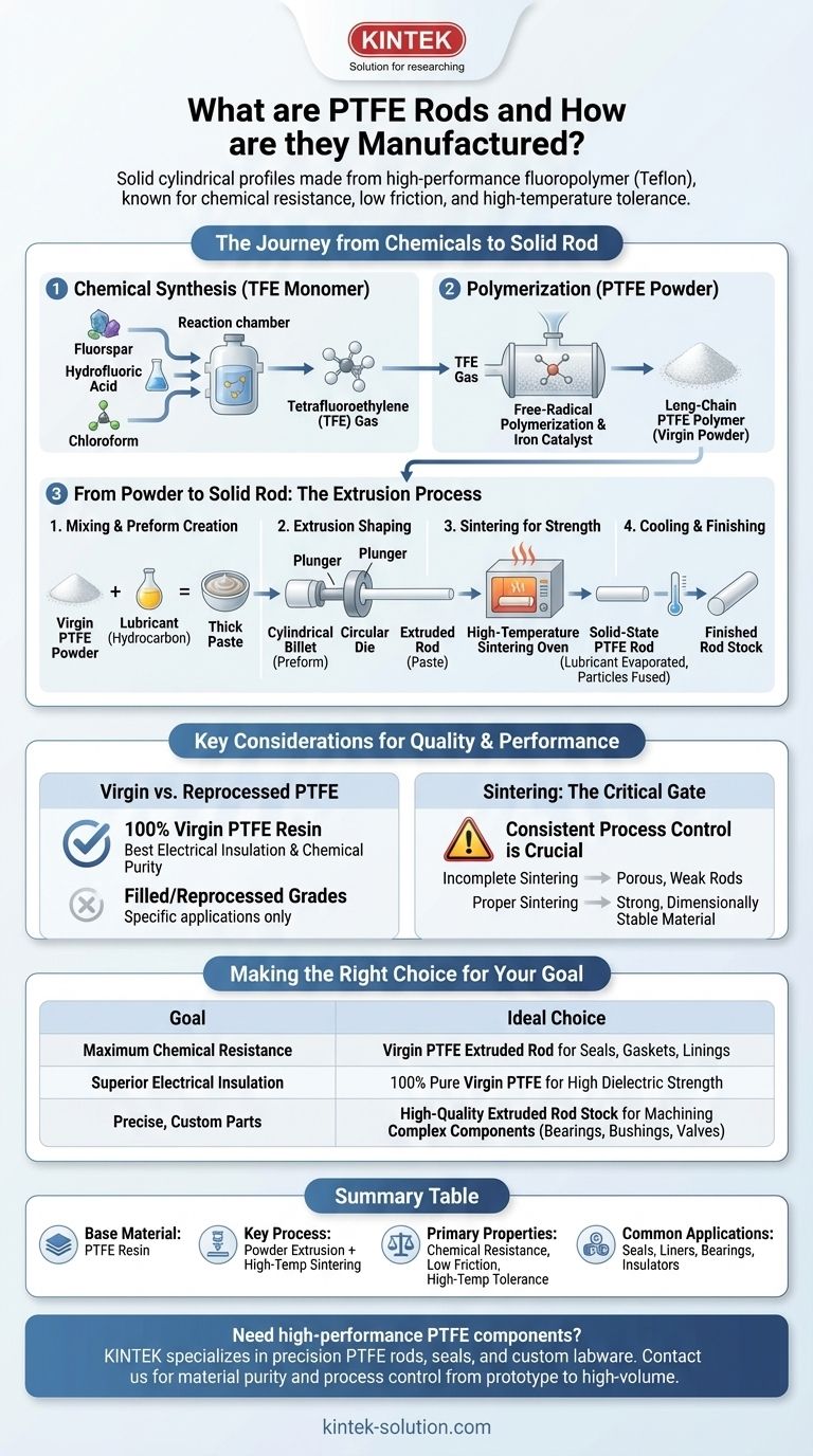 What are PTFE rods and how are they manufactured? A Guide to Their Properties and Production Visual Guide