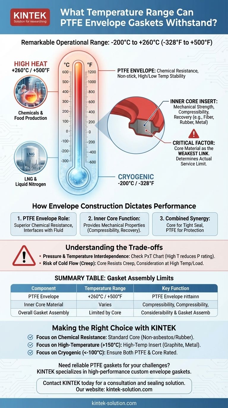 Qual intervallo di temperatura possono sopportare le guarnizioni a busta in PTFE? Da -200°C a +260°C per condizioni estreme Guida Visiva