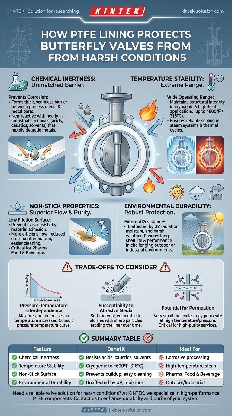 Como o revestimento de PTFE em válvulas borboleta protege contra condições adversas? Garanta confiabilidade a longo prazo Guia Visual